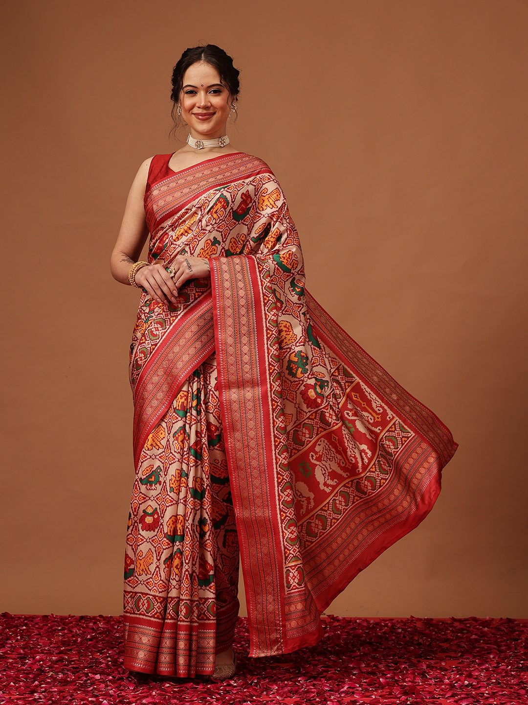 Soft Tusser Silk With Viscous Jacquard Border Patola Sarees