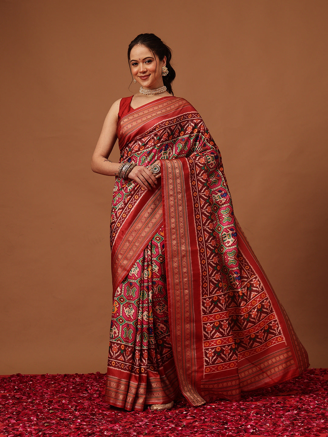 Soft Tusser Silk With Viscous Jacquard Border Patola Sarees