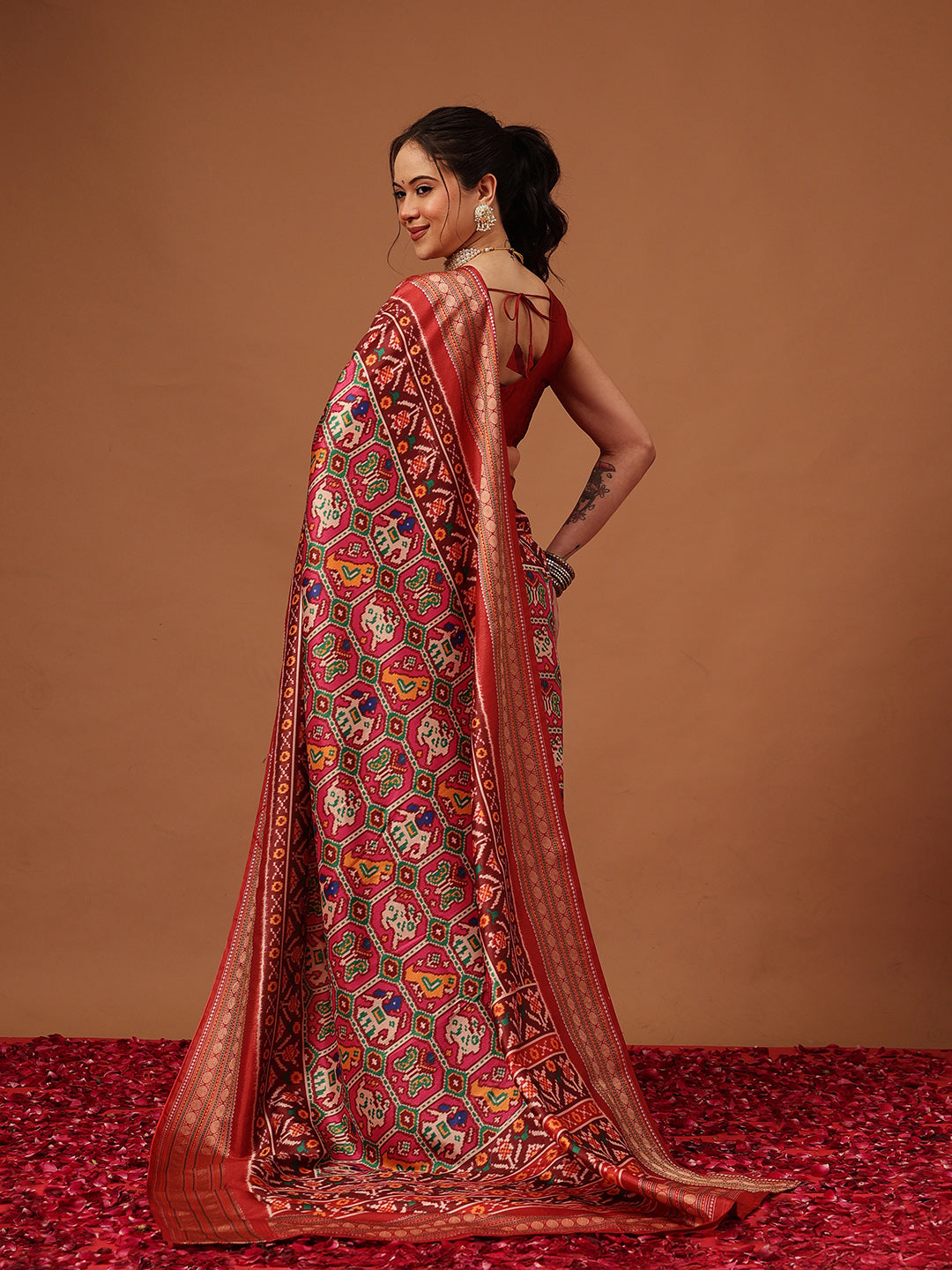 Soft Tusser Silk With Viscous Jacquard Border Patola Sarees