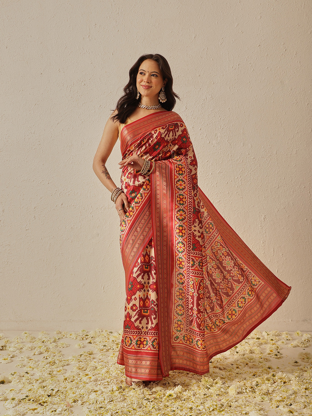 Soft Tusser Silk With Viscous Jacquard Border Patola Sarees