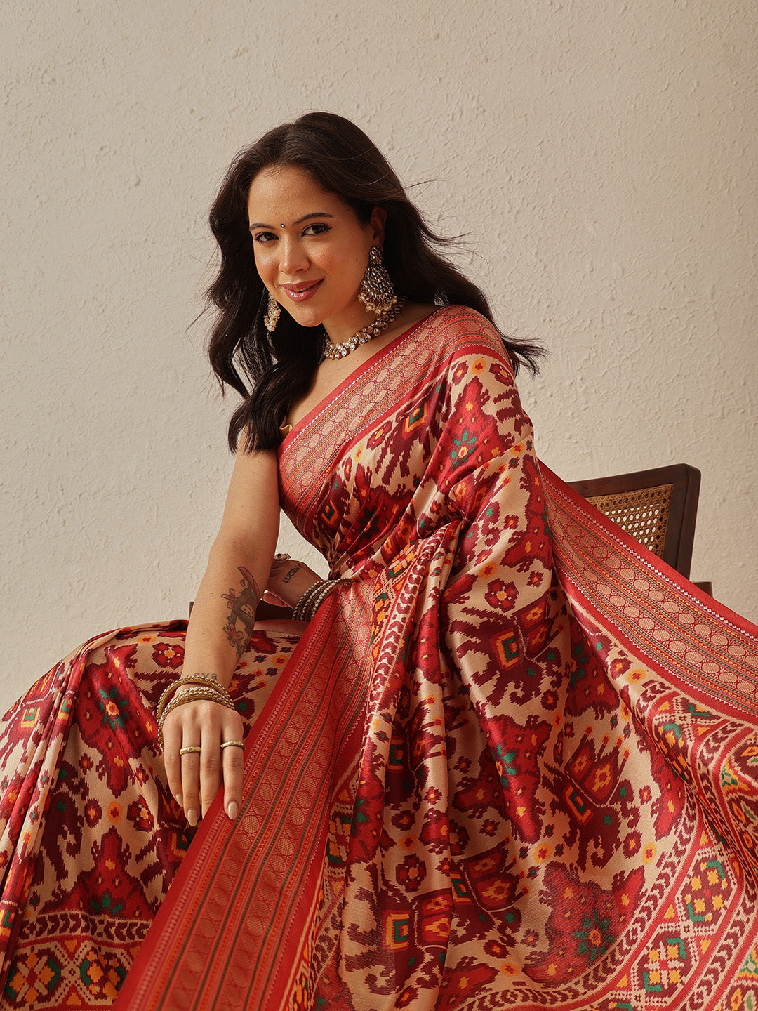 Soft Tusser Silk With Viscous Jacquard Border Patola Sarees