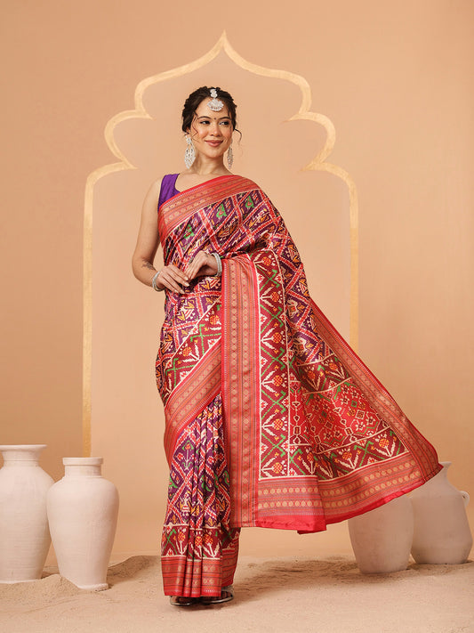 Soft Tusser Silk With Viscous Jacquard Border Patola Sarees