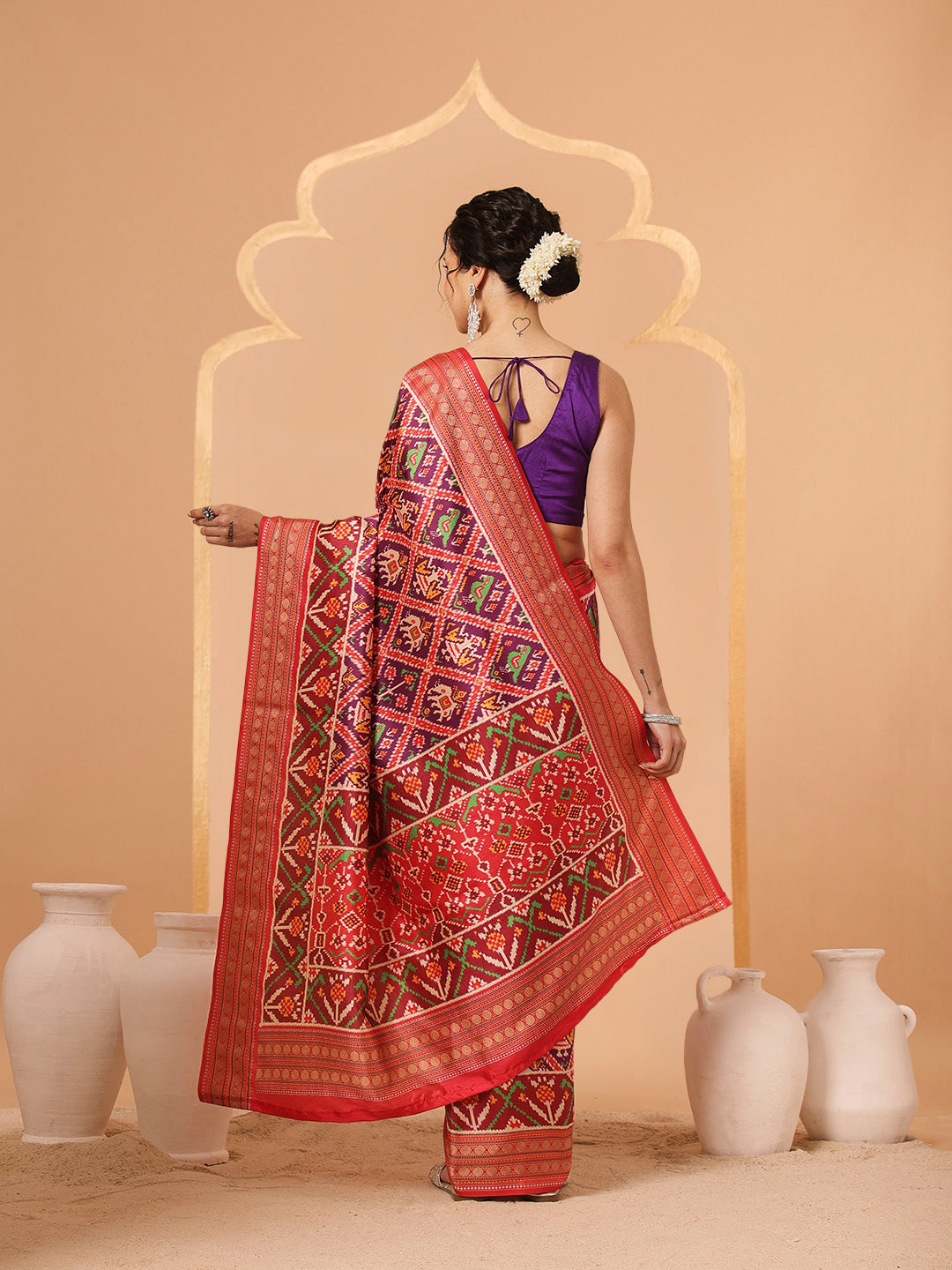 Soft Tusser Silk With Viscous Jacquard Border Patola Sarees