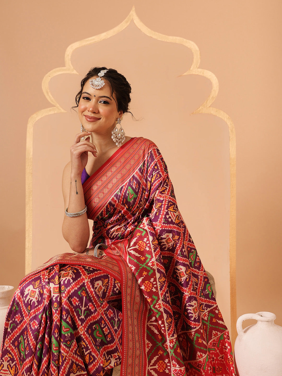 Soft Tusser Silk With Viscous Jacquard Border Patola Sarees