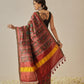 Multicolored Patola Twill Weave Saree for Women with Lagdi Patta Pallu and Tassel