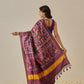 Multicolored Patola Twill Weave Saree for Women with Lagdi Patta Pallu and Tassel