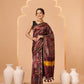 Multicolored Patola Twill Weave Saree for Women with Lagdi Patta Pallu and Tassel