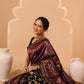 Multicolored Patola Twill Weave Saree for Women with Lagdi Patta Pallu and Tassel