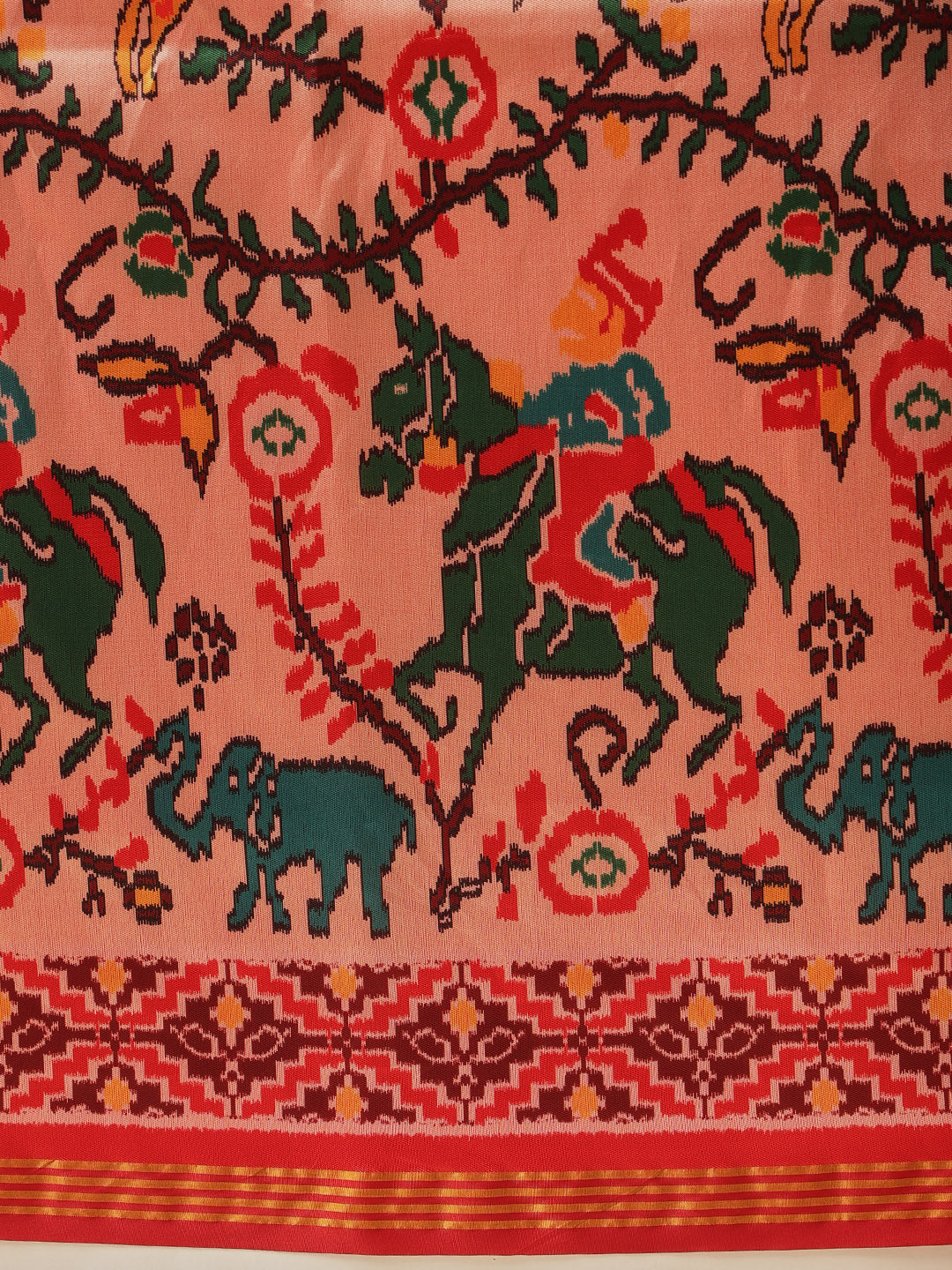 Women's Patola Twill Silk Saree With Lagdi Patta Pallu & Tassel