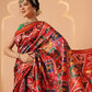 Women's Patola Twill Silk Saree With Lagdi Patta Pallu & Tassel