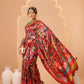 Women's Patola Twill Silk Saree With Lagdi Patta Pallu & Tassel