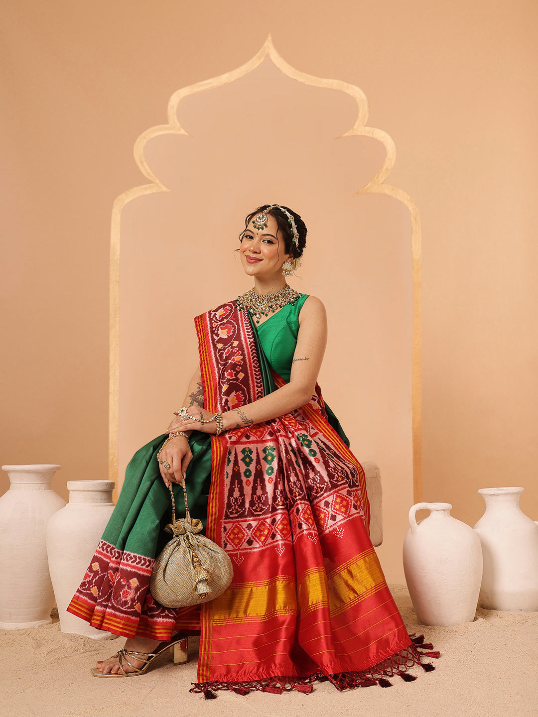 Festive Wear Gala Concept Patola Saree with Pallu & Tassels