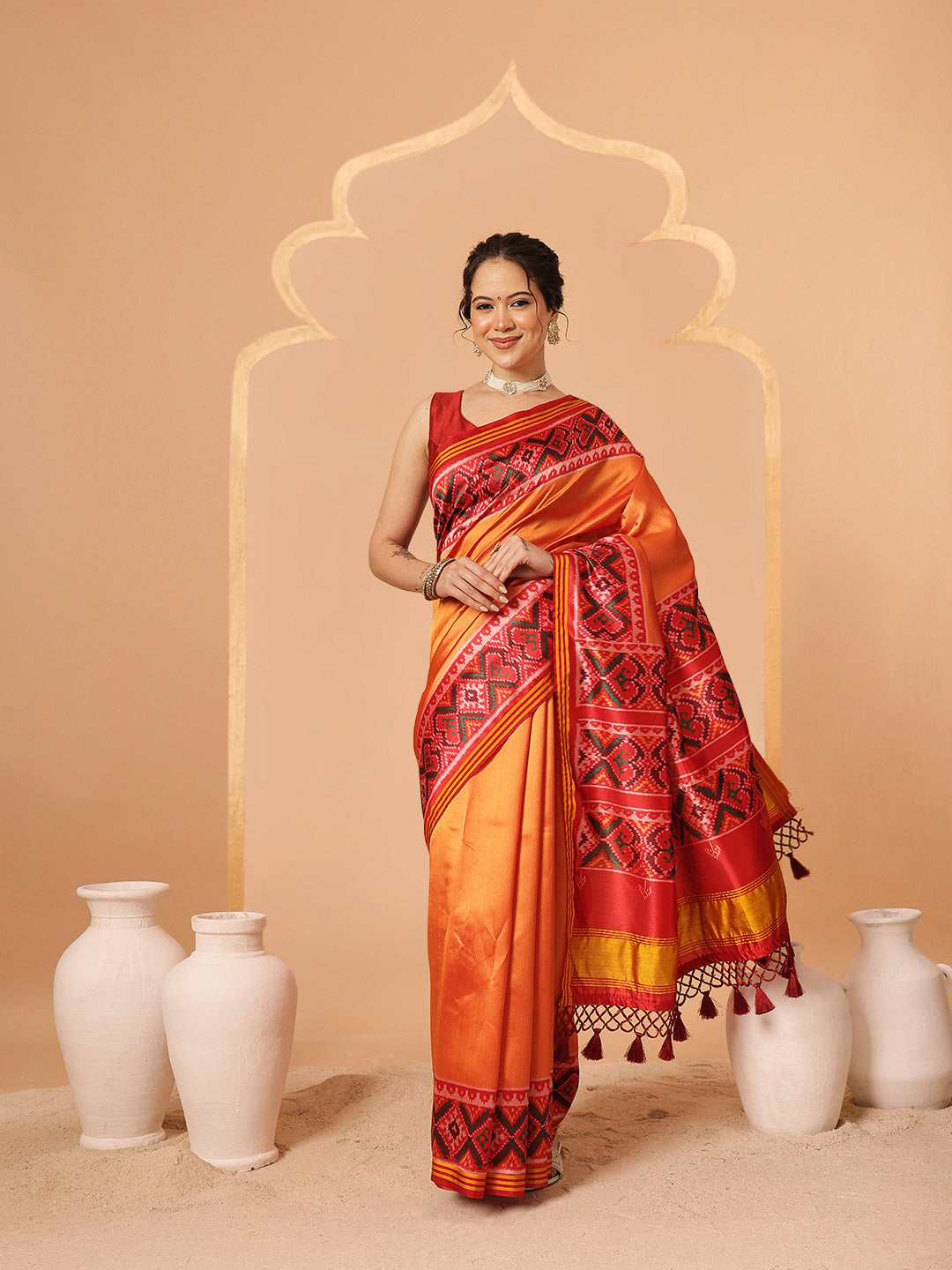 Festive Wear Gala Concept Patola Saree with Pallu & Tassels