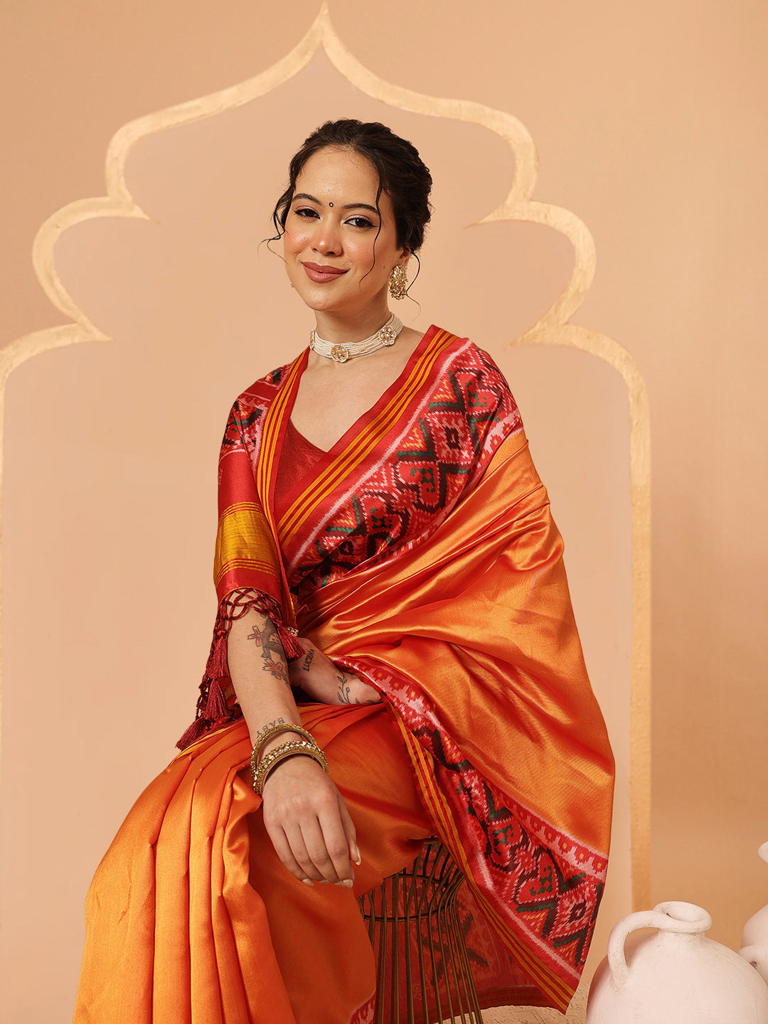 Festive Wear Gala Concept Patola Saree with Pallu & Tassels