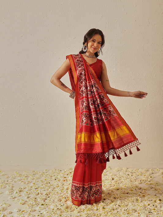 Festive Wear Gala Concept Patola Saree with Pallu & Tassels