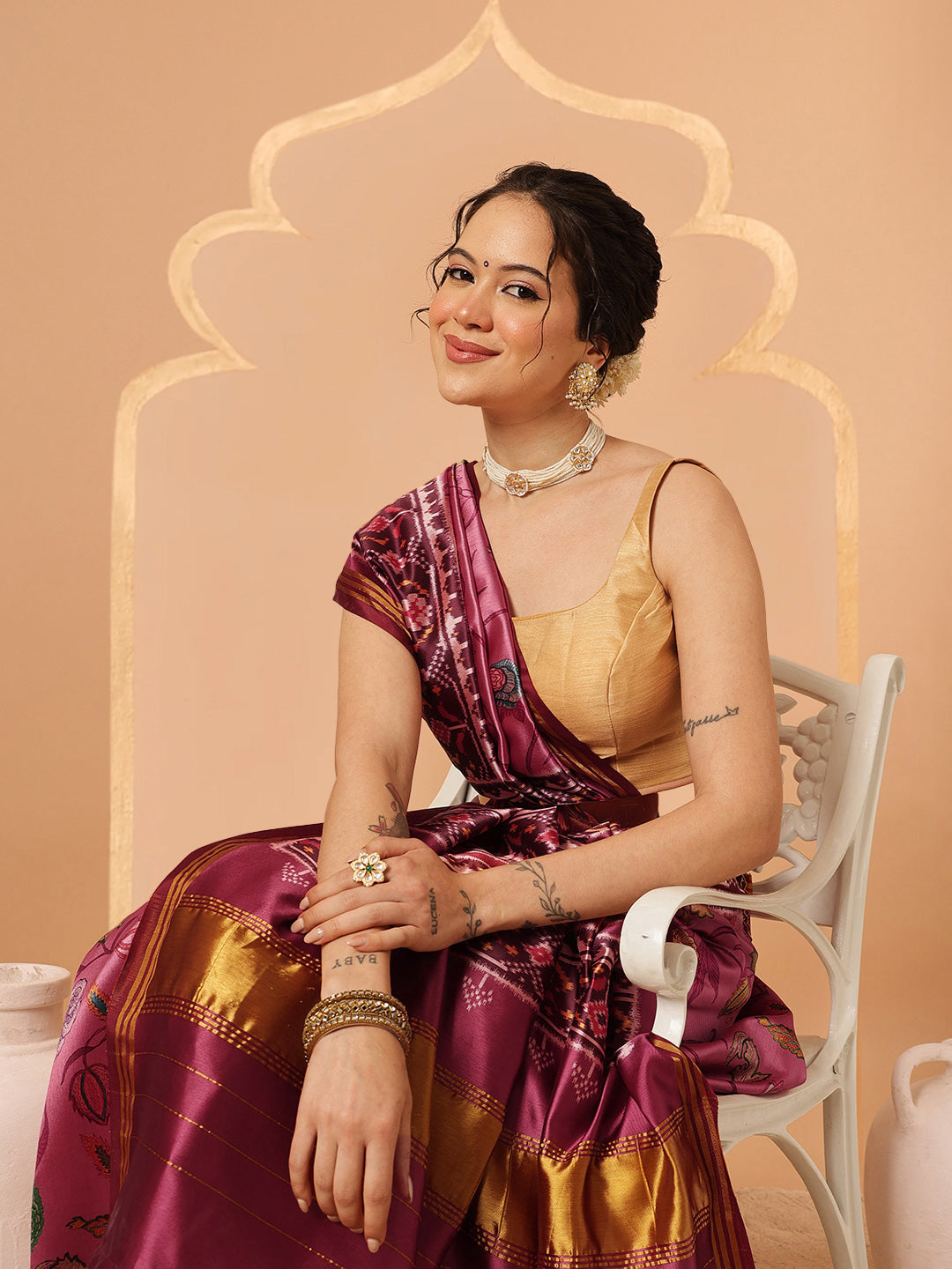 Paithani Saree Soft Twill Silk with Digital Print and Zari Work on Pallu & Border