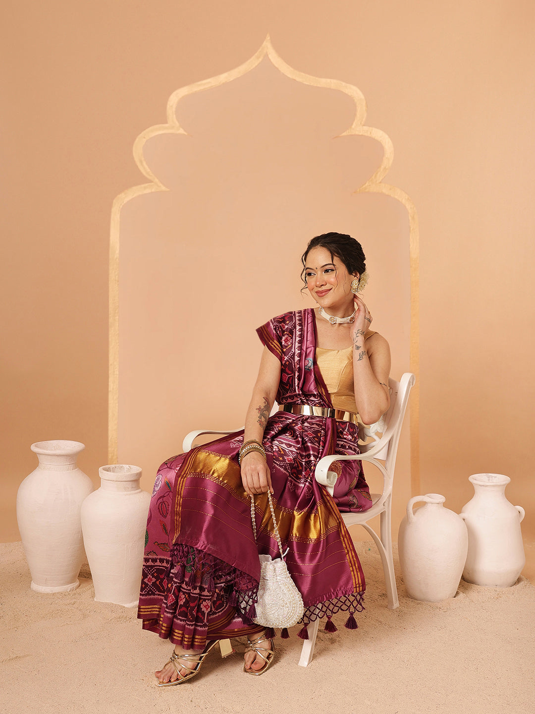 Paithani Saree Soft Twill Silk with Digital Print and Zari Work on Pallu & Border