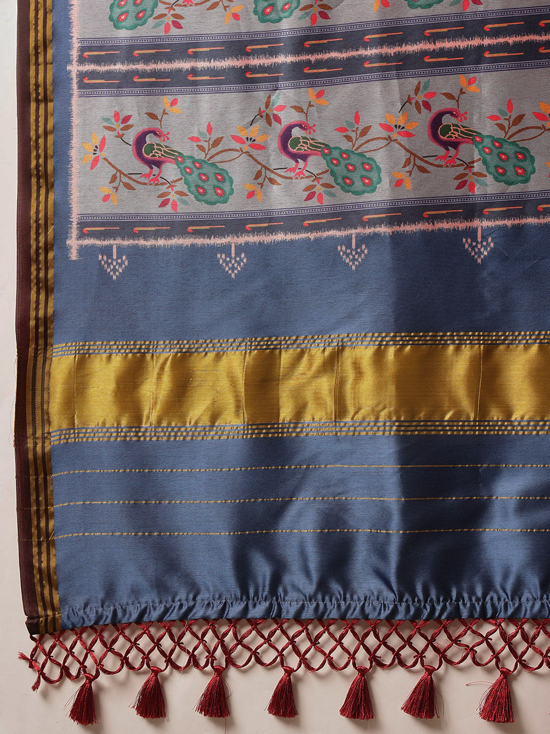 Paithani Saree Soft Twill Silk with Digital Print and Zari Work on Pallu & Border