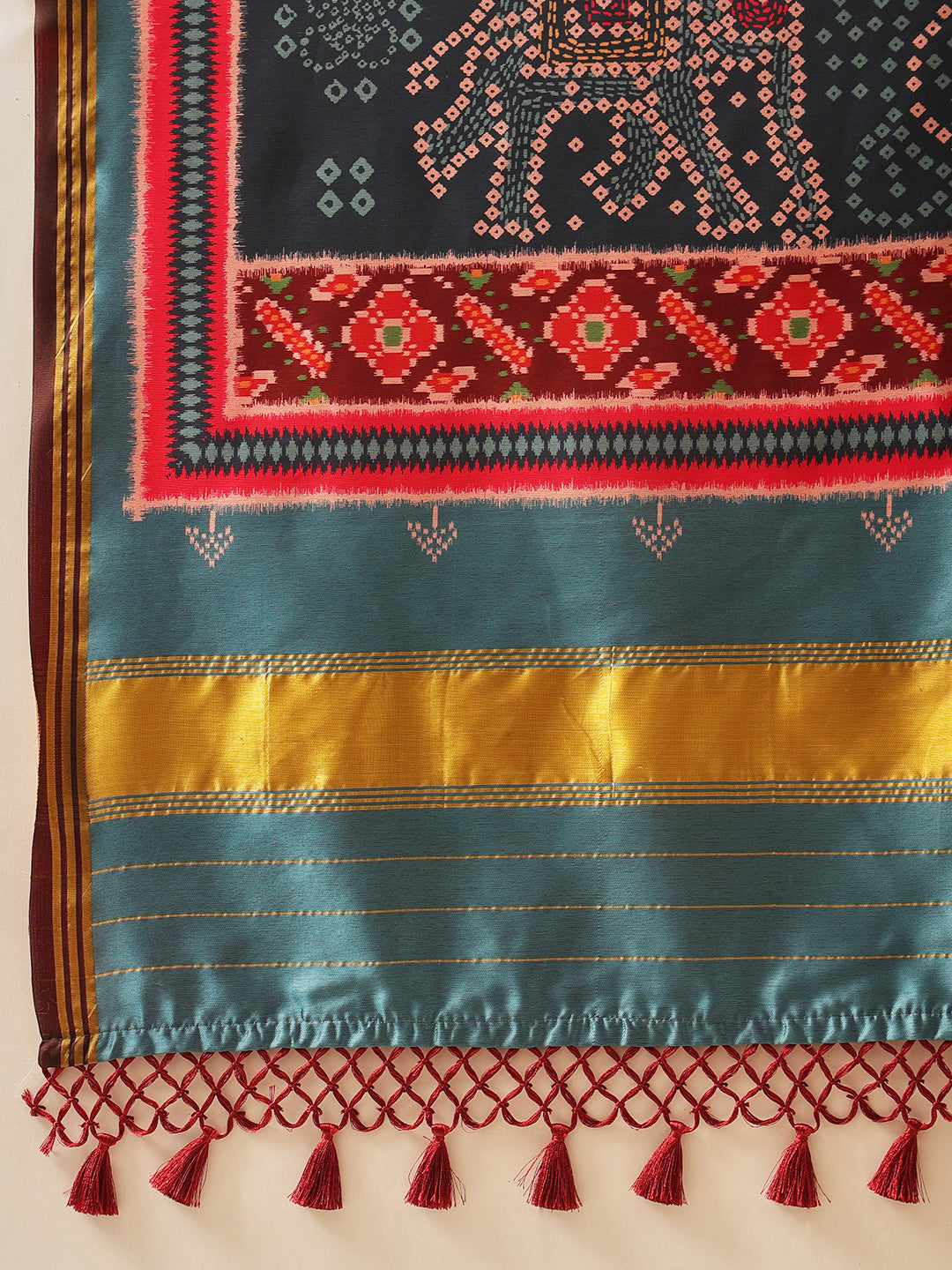 Paithani Saree Soft Twill Silk with Digital Print and Zari Work on Pallu & Border