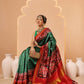 Double Ikkat Patola Printed Saree with Weaving Border & Pallu