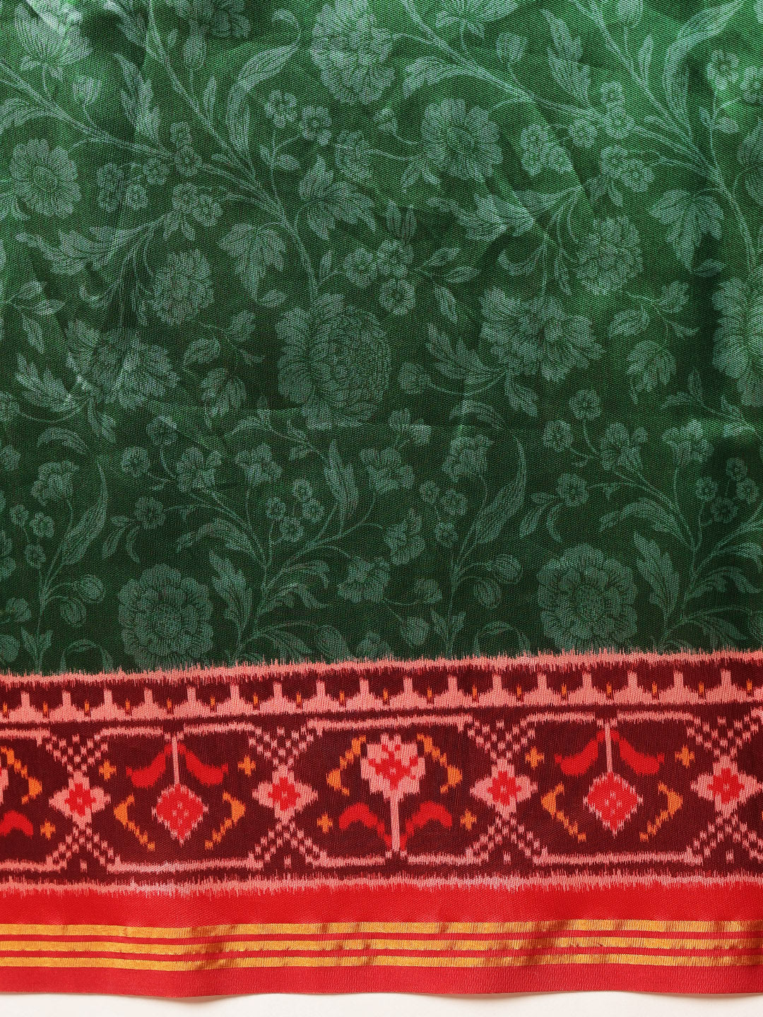 Double Ikkat Patola Printed Saree with Weaving Border & Pallu