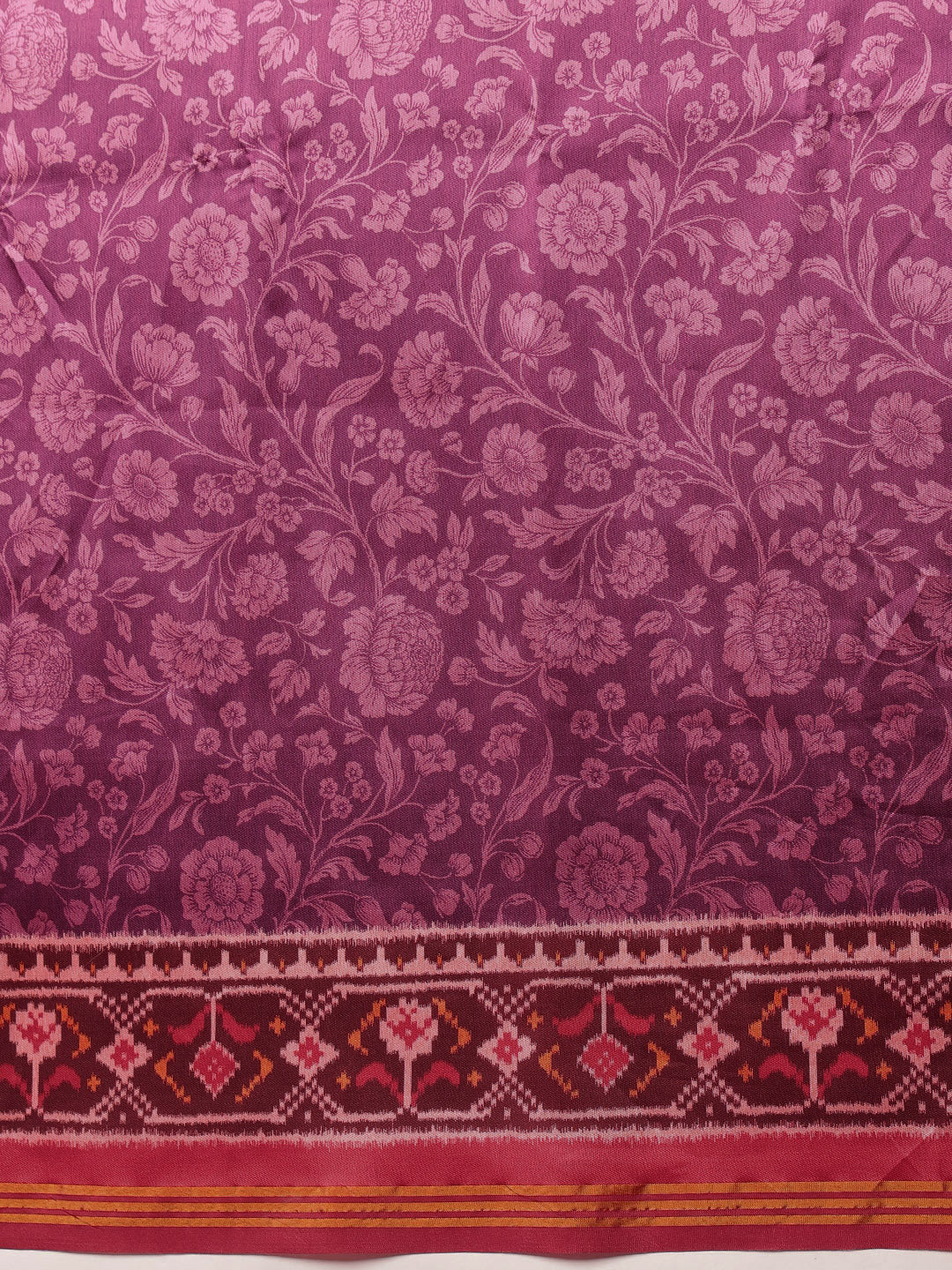 Double Ikkat Patola Printed Saree with Weaving Border & Pallu