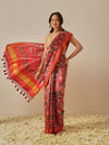 Double Ikkat Patola Printed Saree with Weaving Border & Pallu