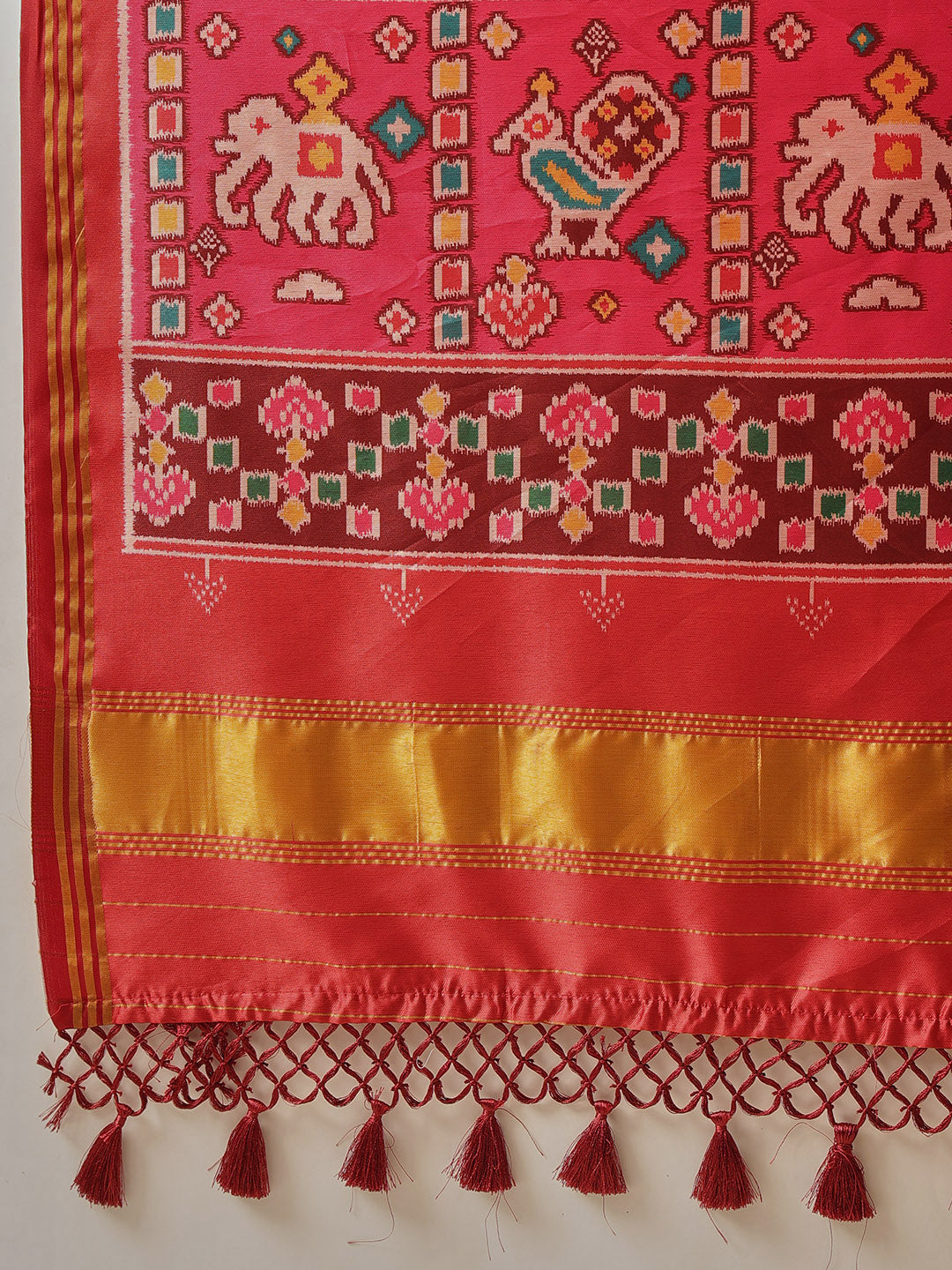 Double Ikkat Patola Printed Saree with Weaving Border & Pallu