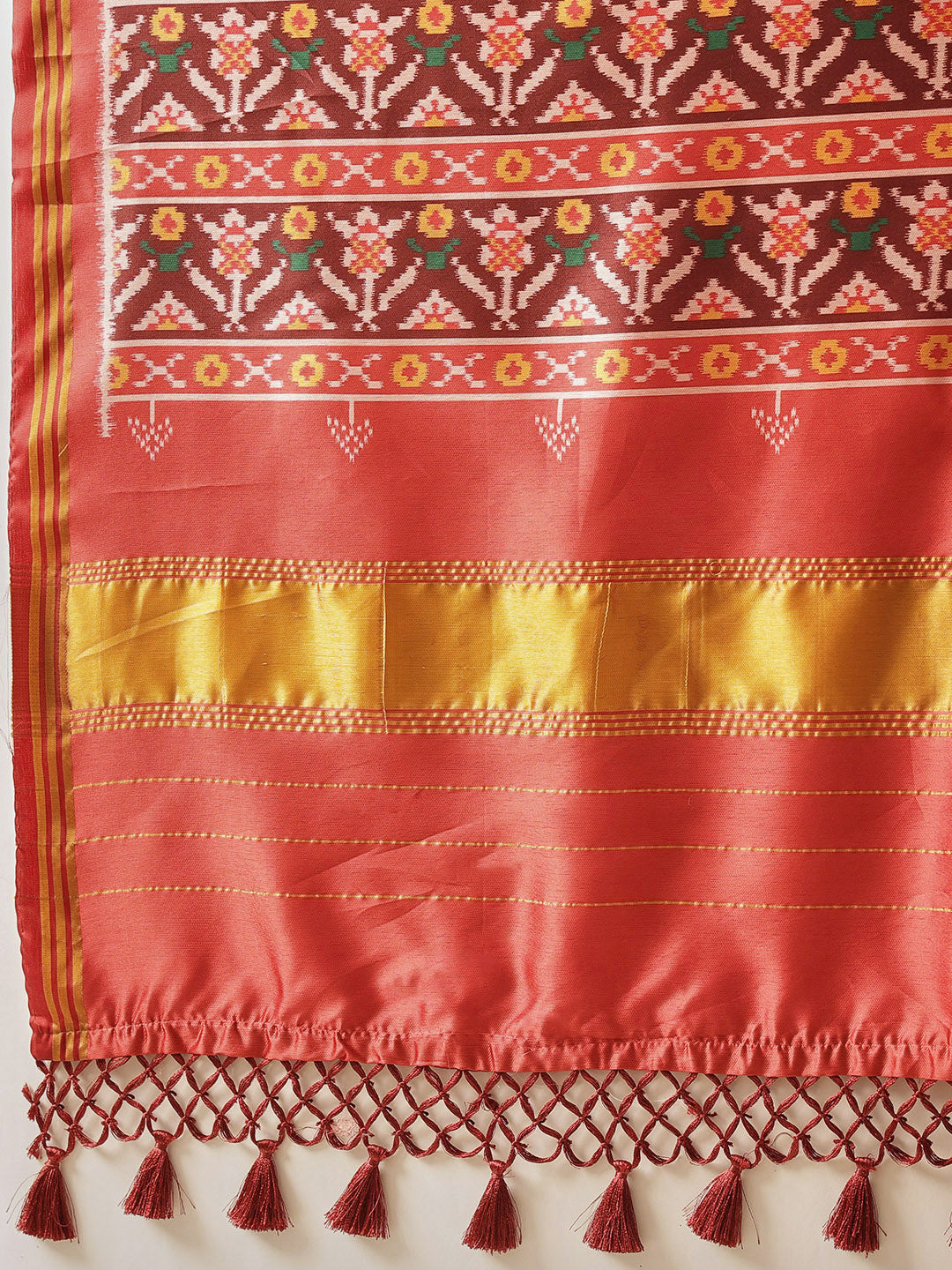 Double Ikkat Patola Printed Saree with Weaving Border & Pallu