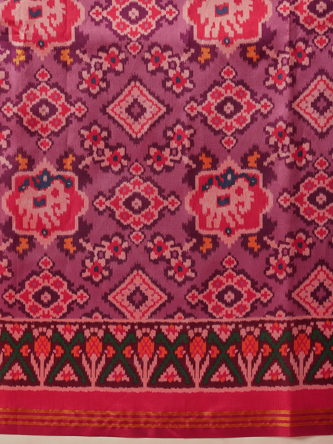 Double Ikkat Patola Printed Saree with Weaving Border & Pallu