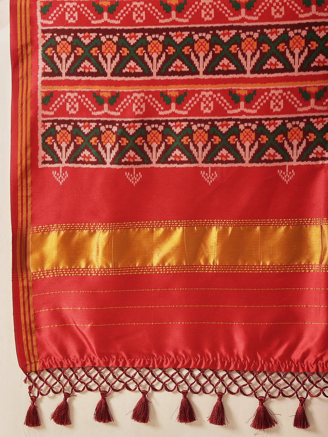 Double Ikkat Patola Printed Saree with Weaving Border & Pallu