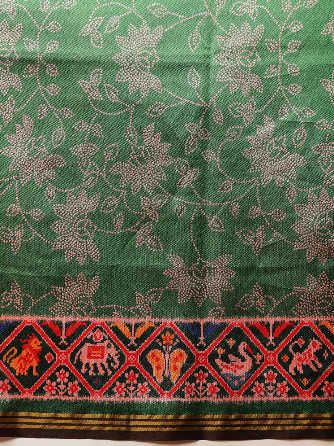 Double Ikkat Patola Printed Saree with Weaving Border & Pallu