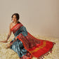 Double Ikkat Patola Printed Saree with Weaving Border & Pallu