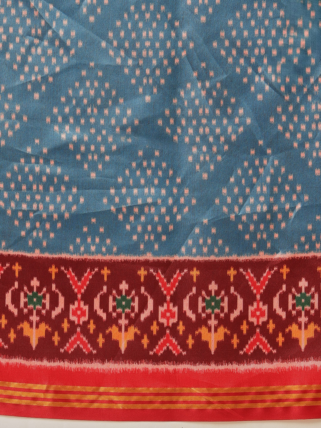 Double Ikkat Patola Printed Saree with Weaving Border & Pallu
