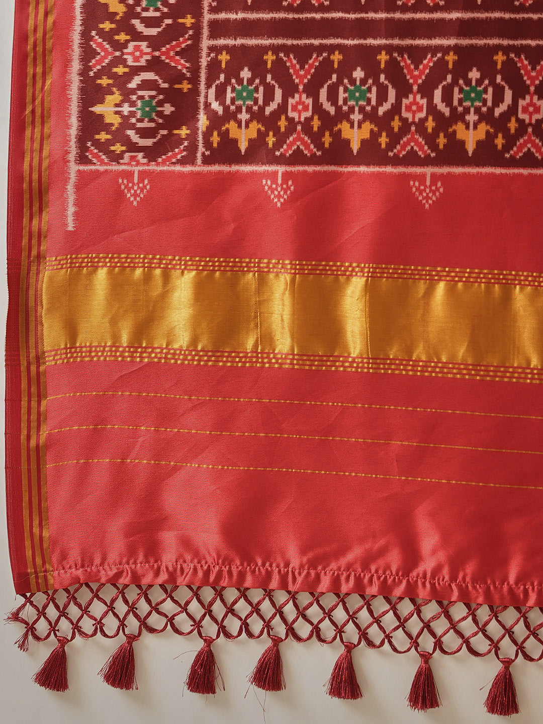 Double Ikkat Patola Printed Saree with Weaving Border & Pallu