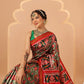 Double Ikkat Patola Printed Saree with Weaving Border & Pallu