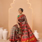 Double Ikkat Patola Printed Saree with Weaving Border & Pallu