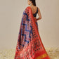 Double Ikkat Patola Printed Saree with Weaving Border & Pallu