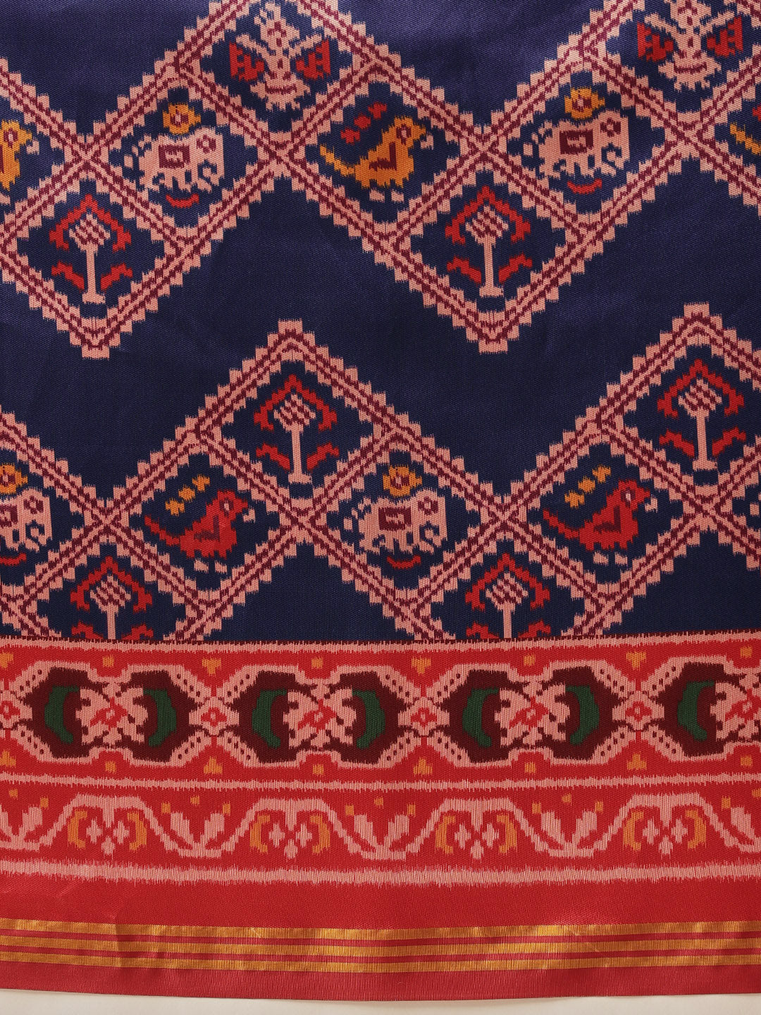 Double Ikkat Patola Printed Saree with Weaving Border & Pallu