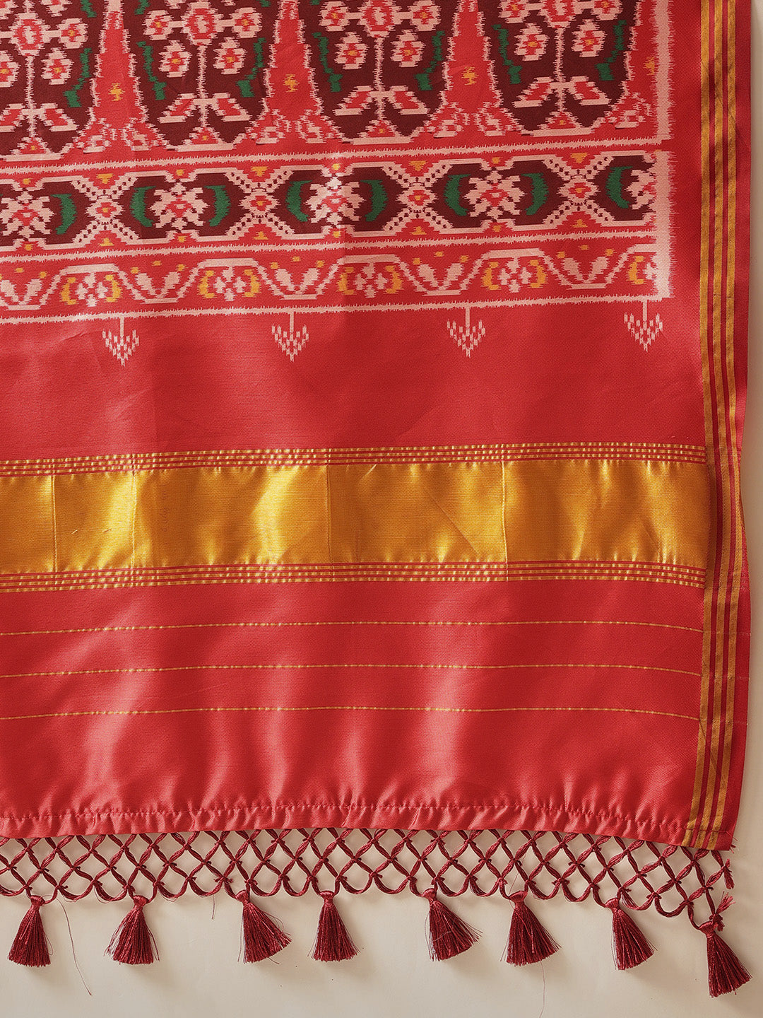 Double Ikkat Patola Printed Saree with Weaving Border & Pallu