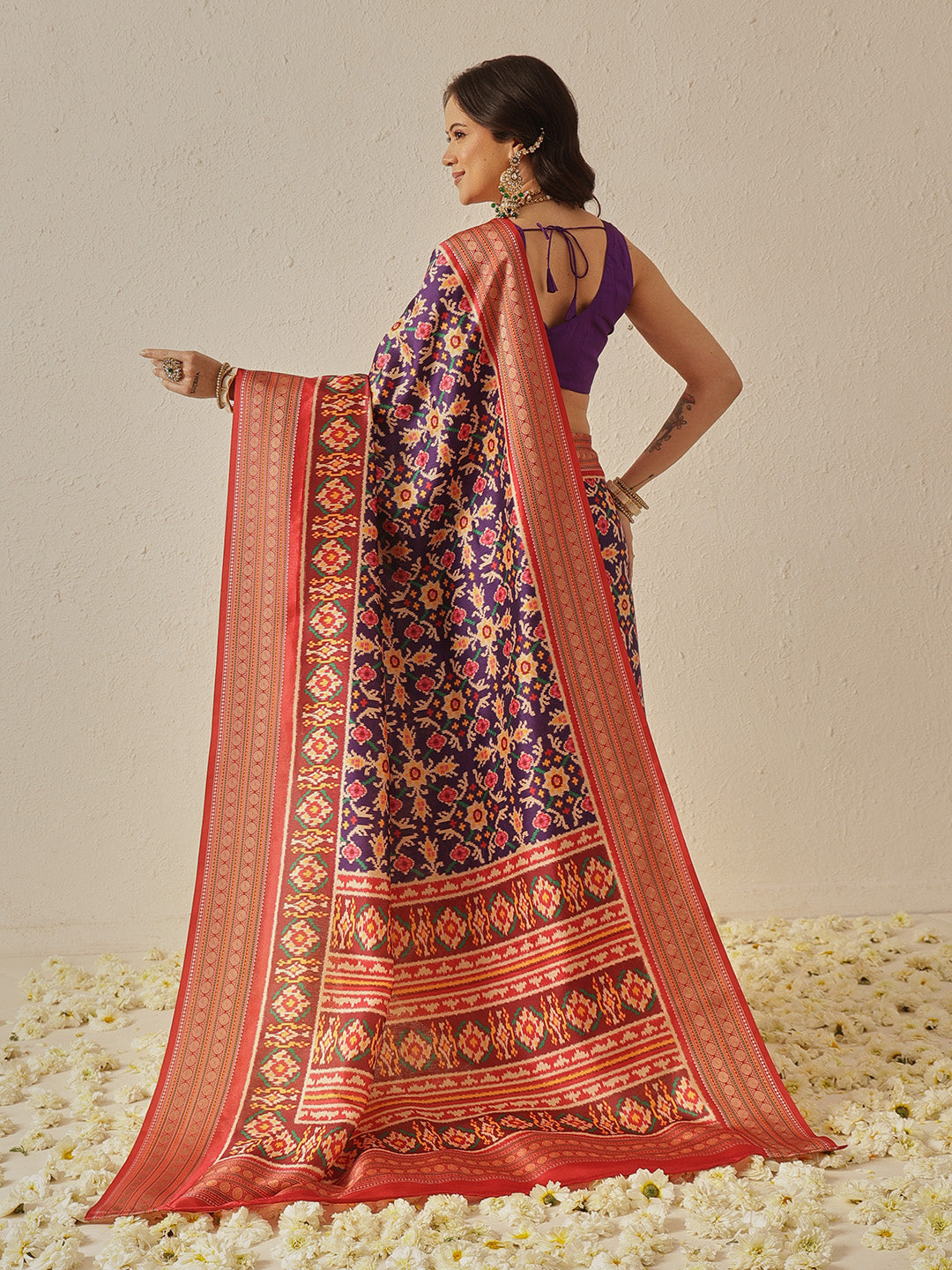 Soft Tusser Silk With Viscous Jacquard Border Patola Sarees
