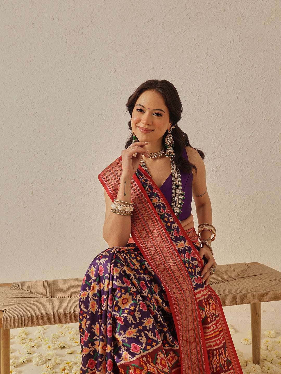 Soft Tusser Silk With Viscous Jacquard Border Patola Sarees
