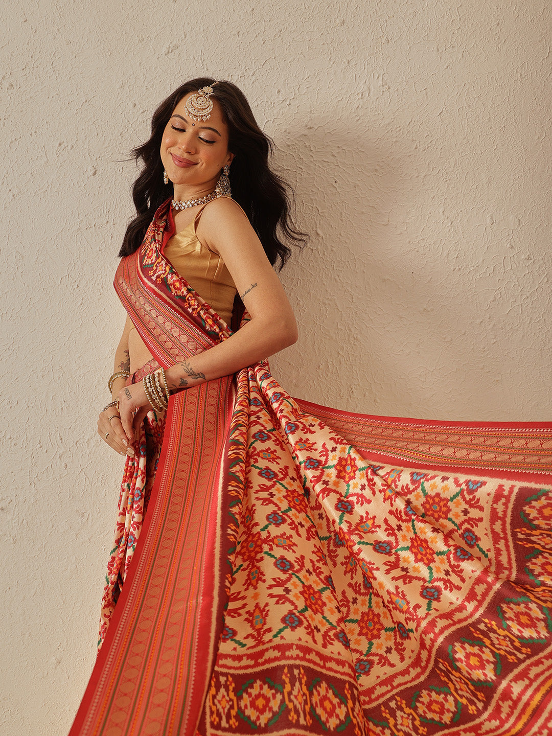 Soft Tusser Silk With Viscous Jacquard Border Patola Sarees