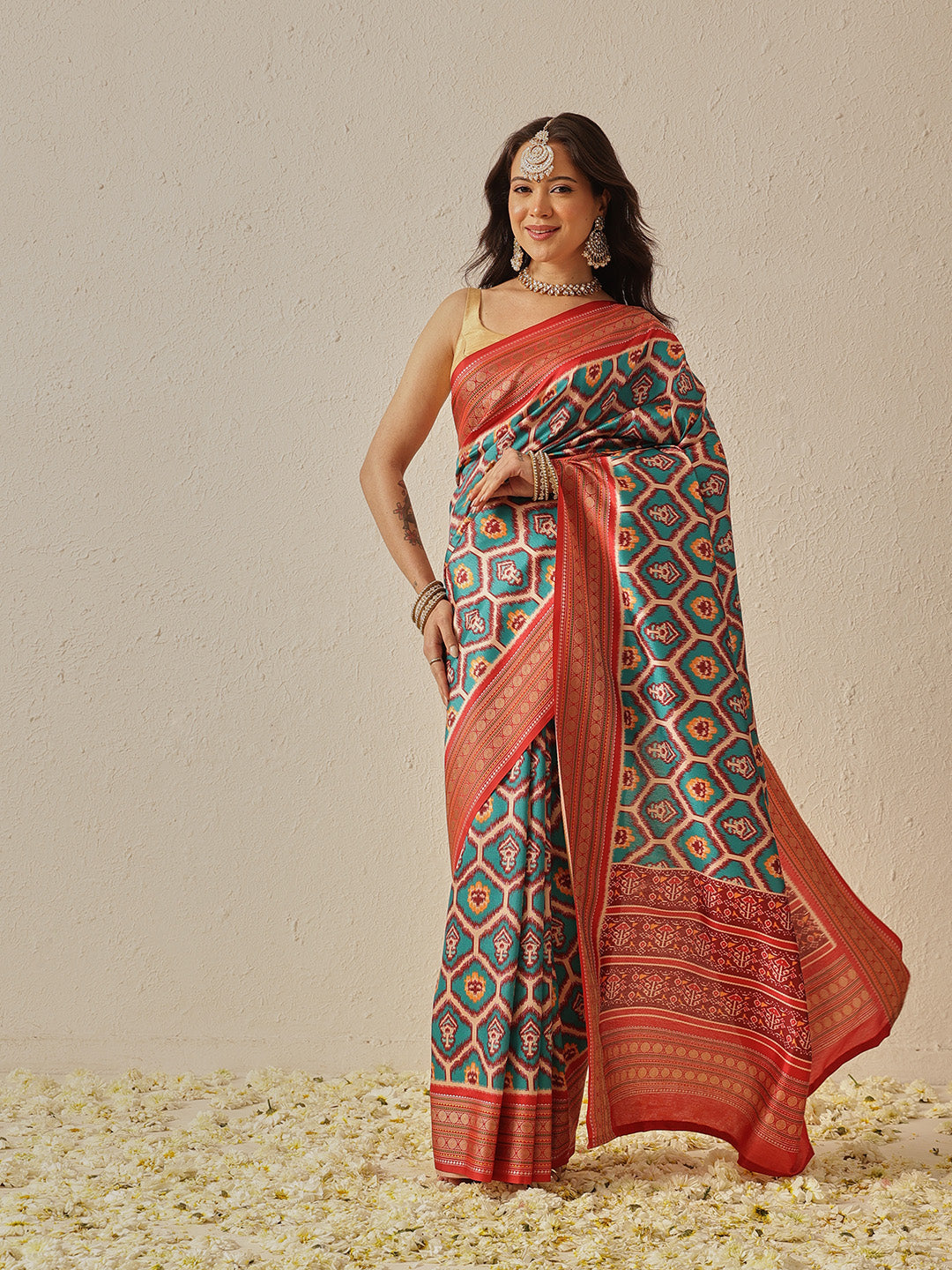 Soft Tusser Silk With Viscous Jacquard Border Patola Sarees