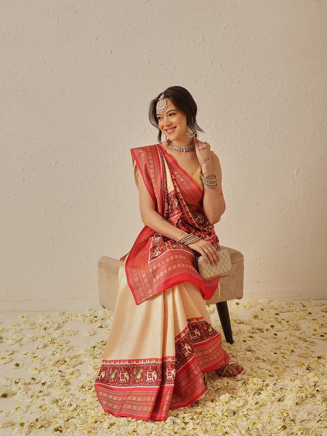 Soft Tusser Silk With Viscous Jacquard Border Patola Sarees