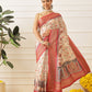 Women's Soft Tusser Silk Digital Printed Viscous Jacquard Border Patola Sarees