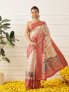 Women's Soft Tusser Silk Digital Printed Viscous Jacquard Border Patola Sarees