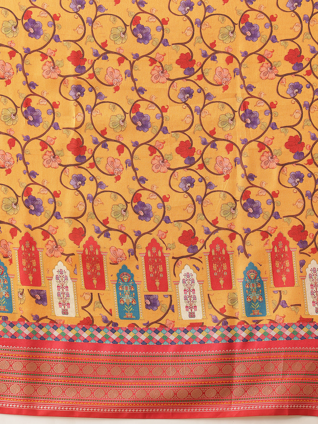 Women's Soft Tusser Silk Digital Printed Viscous Jacquard Border Patola Sarees