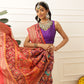Women's Soft Tusser Silk Digital Printed Viscous Jacquard Border Patola Sarees