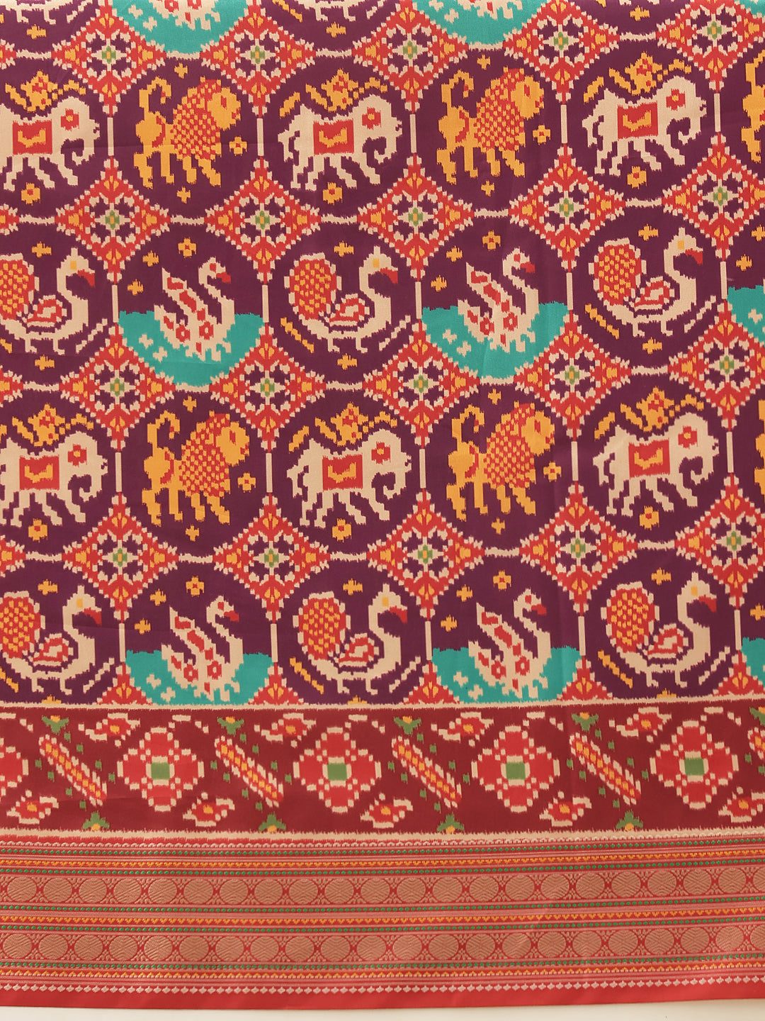 Women's Soft Tusser Silk Digital Printed Viscous Jacquard Border Patola Sarees